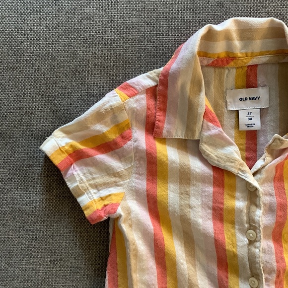 Summer striped button-up short sleeves blouse - Picture 3 of 7